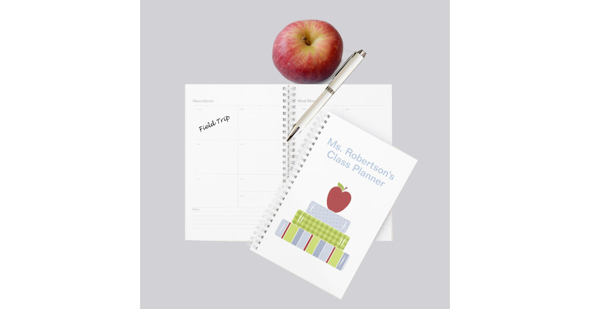 Stacked Books Teachers Daily Planner Zazzle