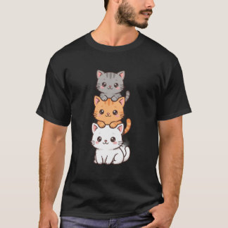 Stacked Cats — Cute Kawaii Cat Tower Art T-Shirt