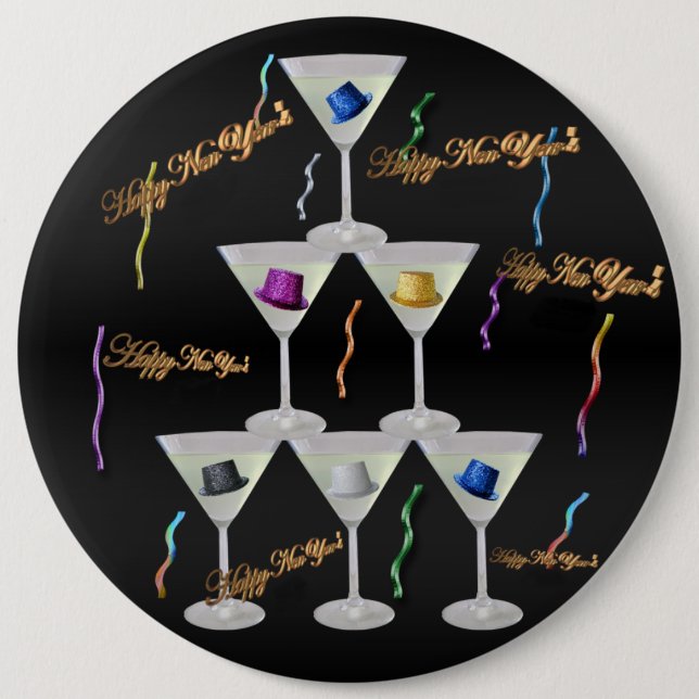 Stacked Champagne New Year's  Pin (Front)