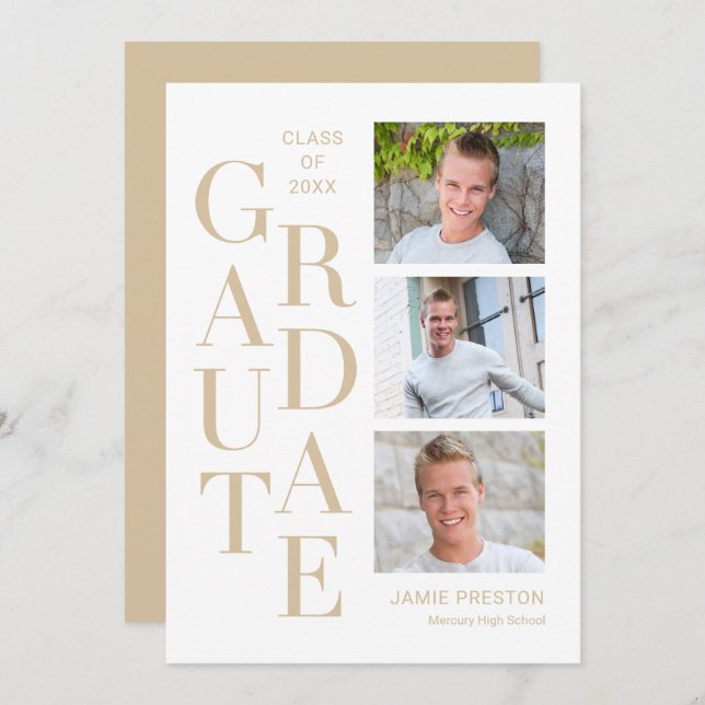 Stacked Charm Editable Color Graduation Invitation (Front/Back)