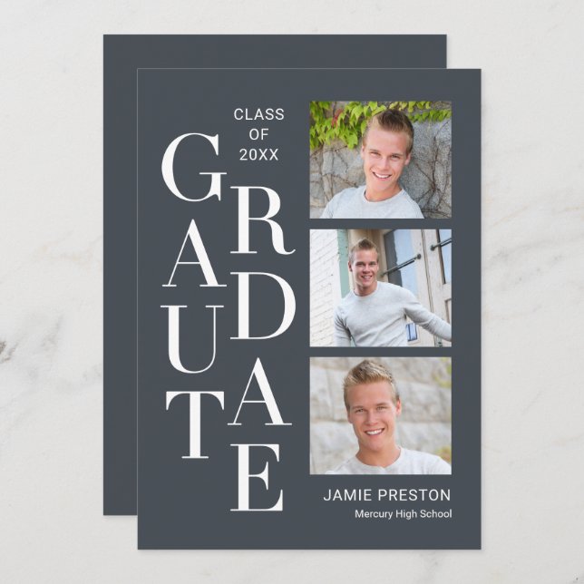 Stacked Charm Editable Color Graduation Invitation (Front/Back)