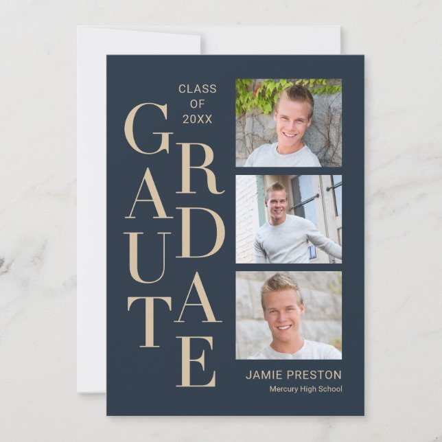 Stacked Charm Editable Color Graduation Invitation (Front)