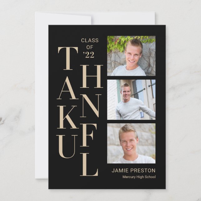 Stacked Charm Editable Color Thank You Card (Front)