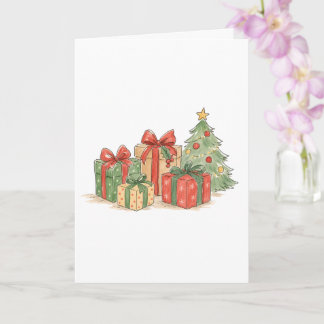 Stacked Christmas Gifts with Tree for Holiday Gift Card