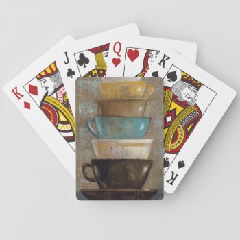 Stacked Coffee Cups Playing Cards by wildapple at Zazzle