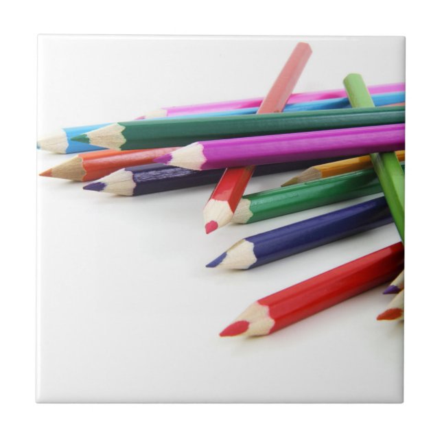 Stacked Colored Pencils Ceramic Tile (Front)