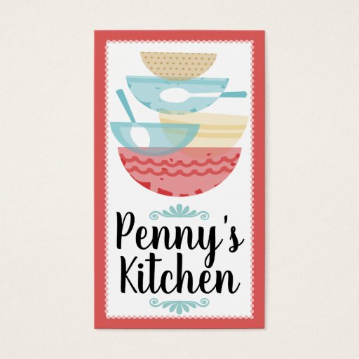 Customizable Stacked cooking baking mixing bowls gift tag card business card templates
