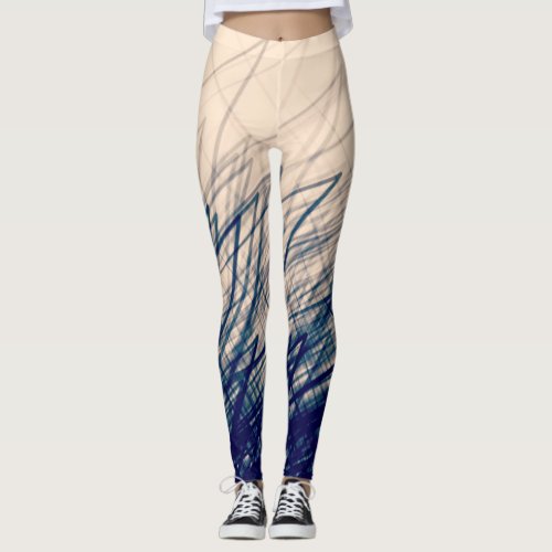 Stacked Crosshatch Retro Blue _  Leggings