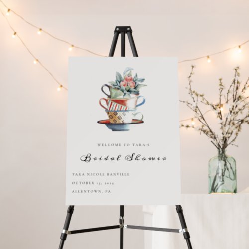 Stacked Cup Bridal Shower Tea Party Welcome Foam Board