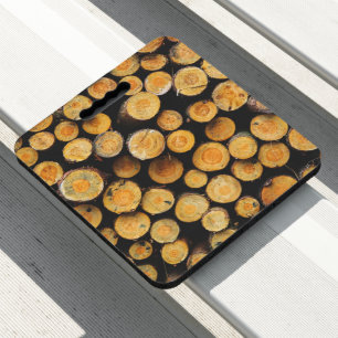 Stacked Cut Wood Tree Logs Seat Cushion