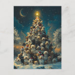 Stacked Dogs Christmas Tree Postcard