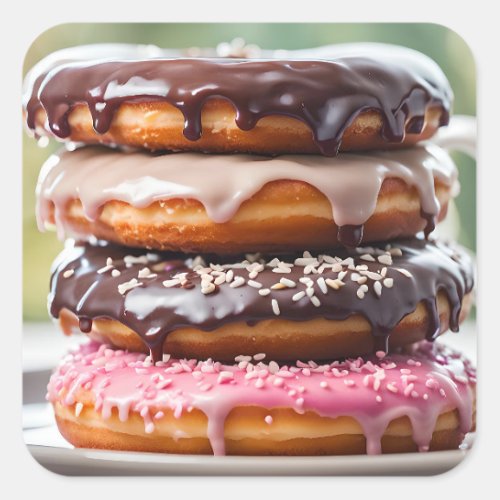 Stacked Donuts Square Sticker