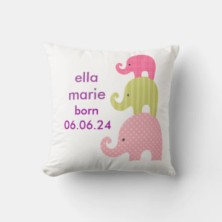 Stacked Elephants Throw Pillow