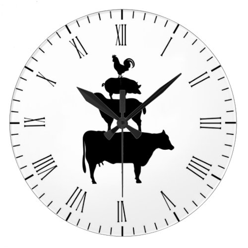 Stacked Farm Animals Large Clock