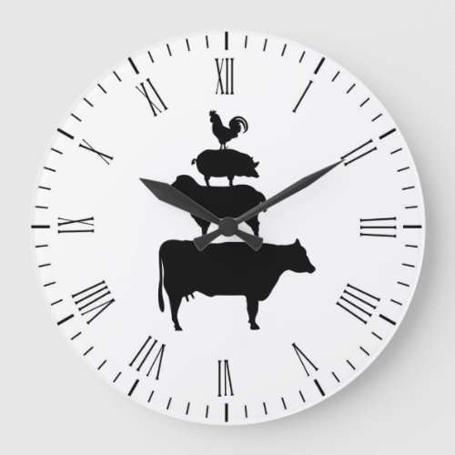 Stacked Farm Animals Large Clock