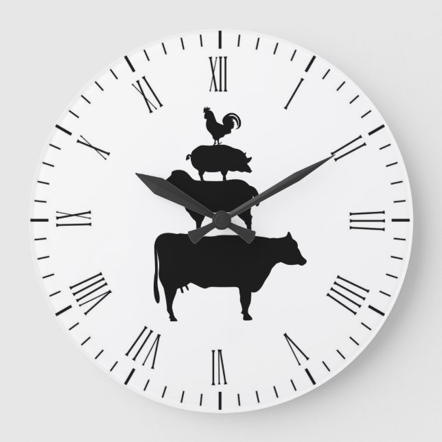 Stacked Farm Animals Large Clock (Front)