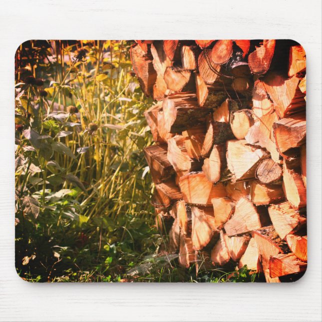 Stacked Firewood Fall Nature  Mouse Pad (Front)