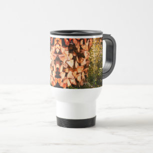 Stacked Firewood Nature Photography Travel Mug