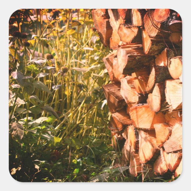 Stacked Firewood Nature  Square Sticker (Front)
