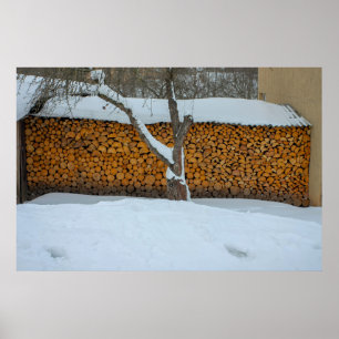 Stacked firewood. poster
