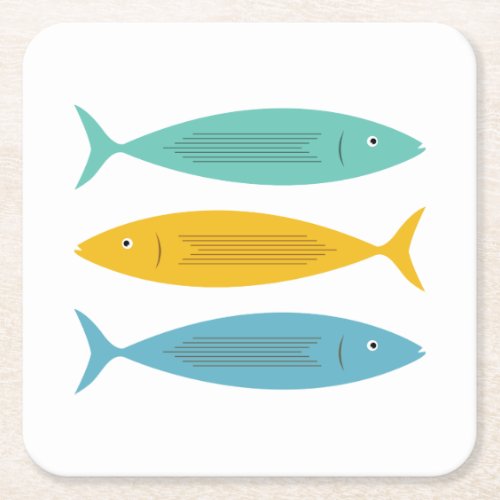 Stacked Fish Square Paper Coaster