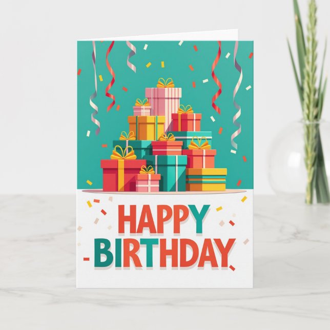 Stacked Gift Birthday Card (Front)