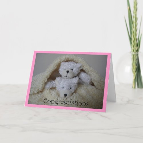 stacked girl twin bears congratulations card