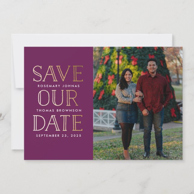 Stacked Gold Photo Save the Date (Front)