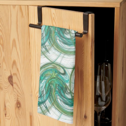 Stacked Green Spinning Waves Kitchen Towel