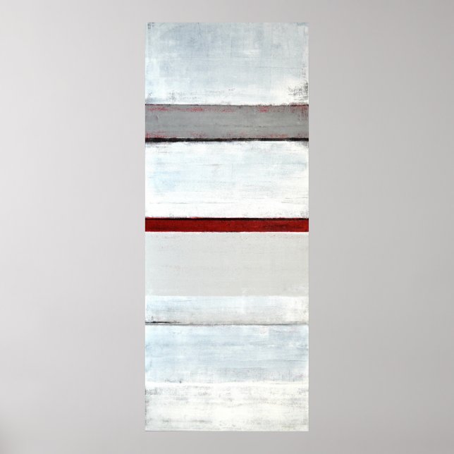 'Stacked' Grey and Red Abstract Art Poster Print (Front)