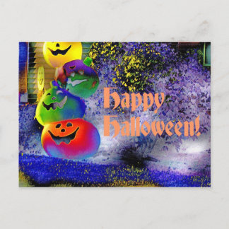 Stacked Halloween Pumpkins in Gimp Art Postcard