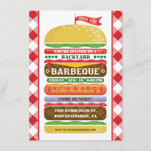 Stacked Hamburger Barbecue Invitation