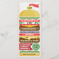 Stacked Hamburger Cookout Invitation / Blue Back