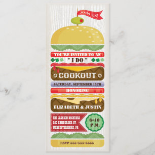 Stacked Hamburger Cookout Invitation / Blue Back