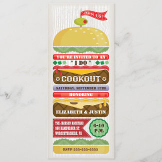Stacked Hamburger Cookout Invitation / Blue Back