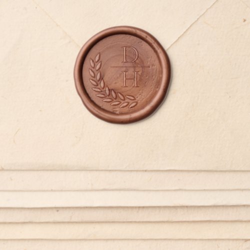 Stacked Initials with Laurel Wedding Wax Seal Sticker