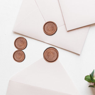 Stacked Initials with Laurel Wedding Wax Seal Sticker