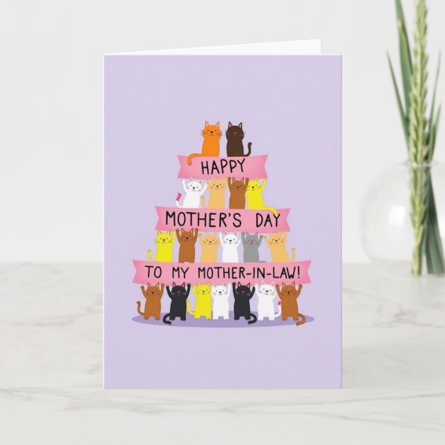 Stacked Kitties Mothers Day Card (Front)