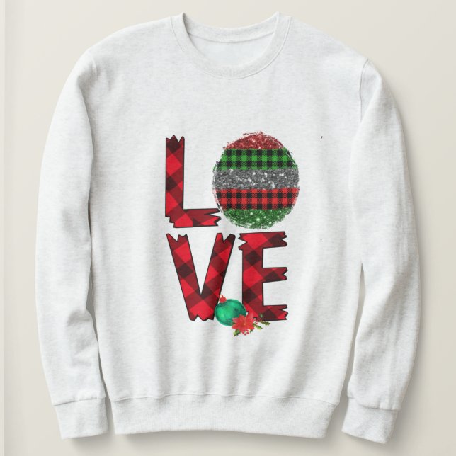 Stacked Love Christmas Sweatshirt | Custom Gift (Design Front)