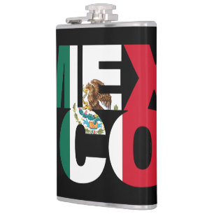 Stacked Mexico Flag Word Art Flask
