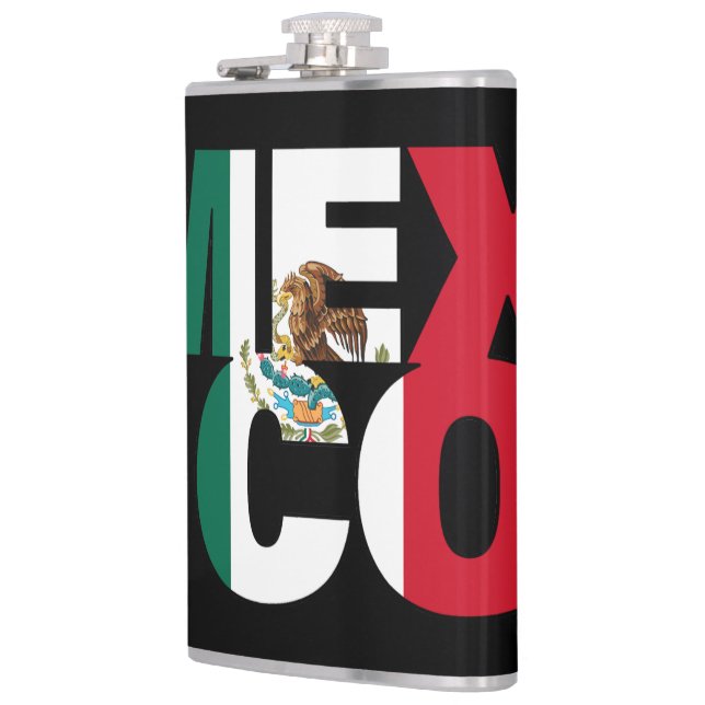 Stacked Mexico Flag Word Art Flask (Left)