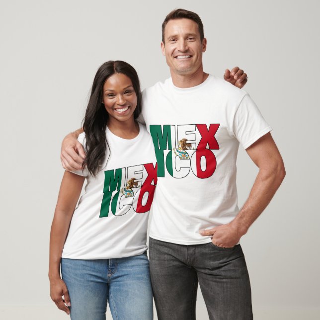 Stacked Mexico Flag Word Art T-Shirt (Unisex)
