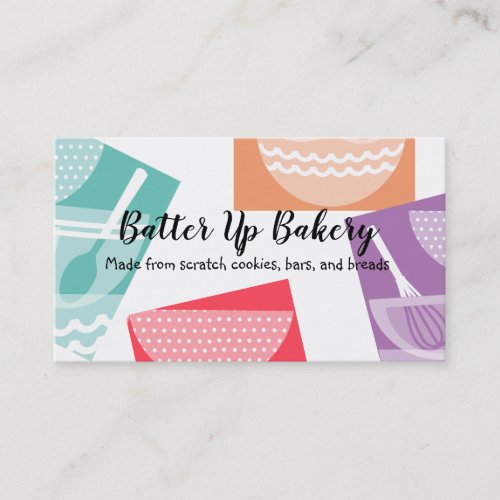 Stacked mixing bowls bakery culinary business card