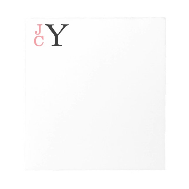 Stacked Monogram, Coral and Black Personalized Not Notepad (Front)