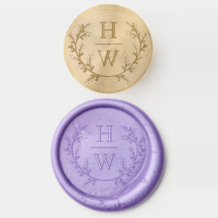 Stacked Monogram Delicate Wreath Wedding Wax Seal Stamp