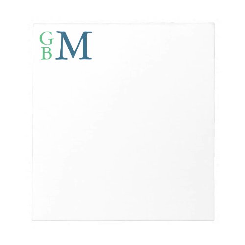 Stacked Monogram Green and Blue Personalized Notepad