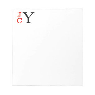 Stacked Monogram, Red and Black Personalized Notepad