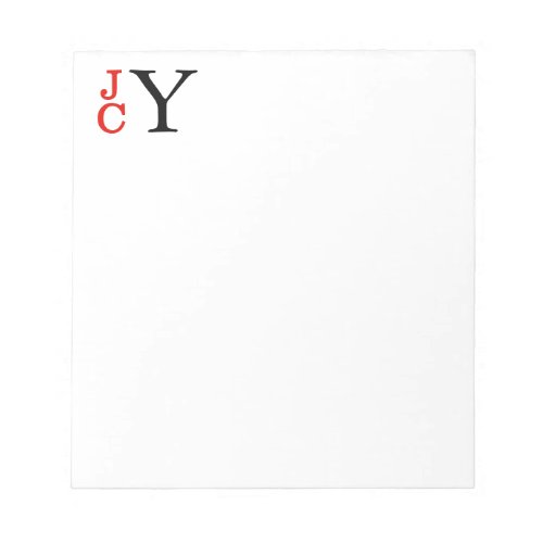 Stacked Monogram Red and Black Personalized Notepad