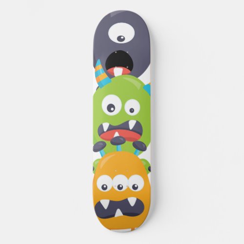 Stacked Monsters Orange Green Black Kids  Skateboard