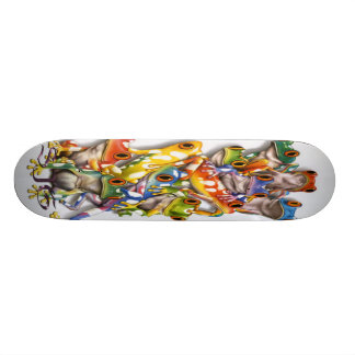 Stacked multi colored frogs Skateboard Deck